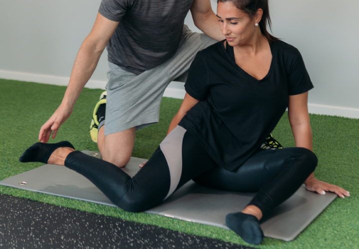 Image of mobility exercises with a ball.