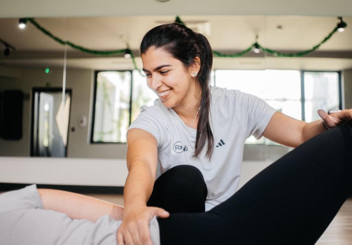 Image of mobility exercises with a ball.